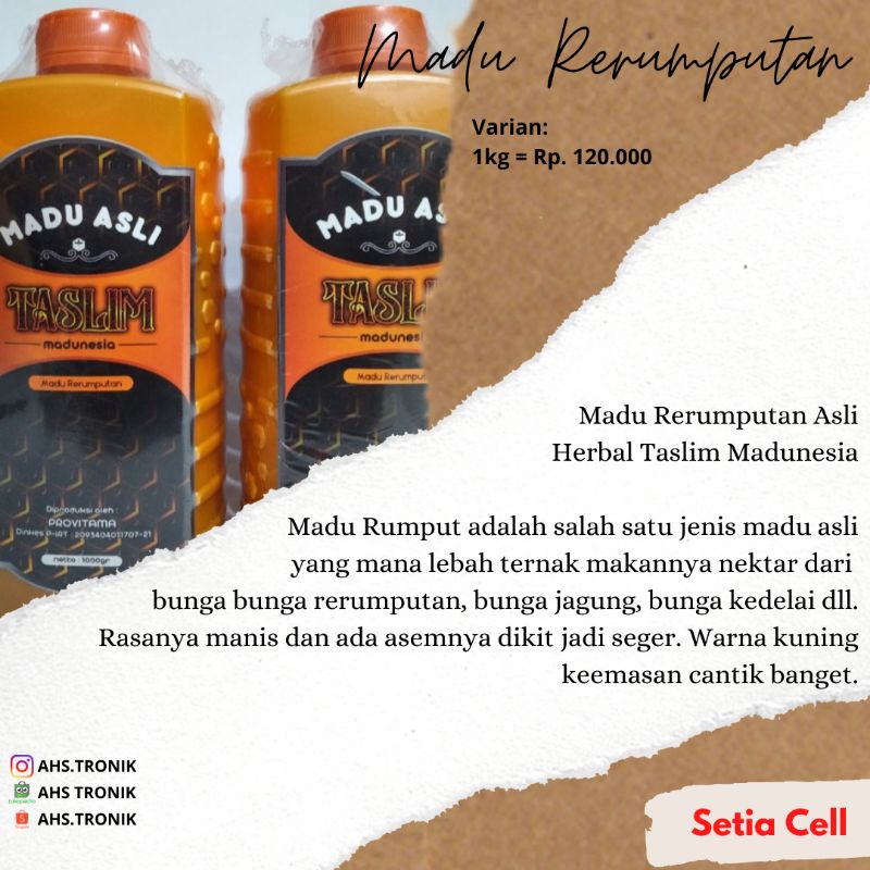 Jual MADU TASLIM RERUMPUTAN ASLI INDONESIA ASAM MANIS SEGER | Shopee ...
