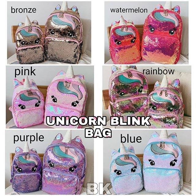 Jual TAS RANSEL SEKOLAH SEQUIN UNICORN BLINK SEQUIN BAG IMPORT