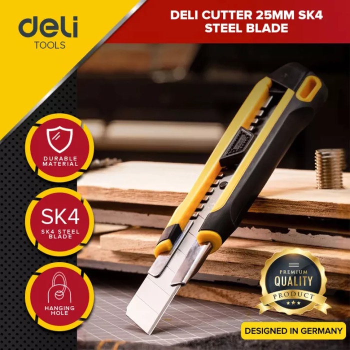Jual CODE187 Deli Cutter Pisau Baja 25mm SK4 Sistem Kunci Otomatis ...