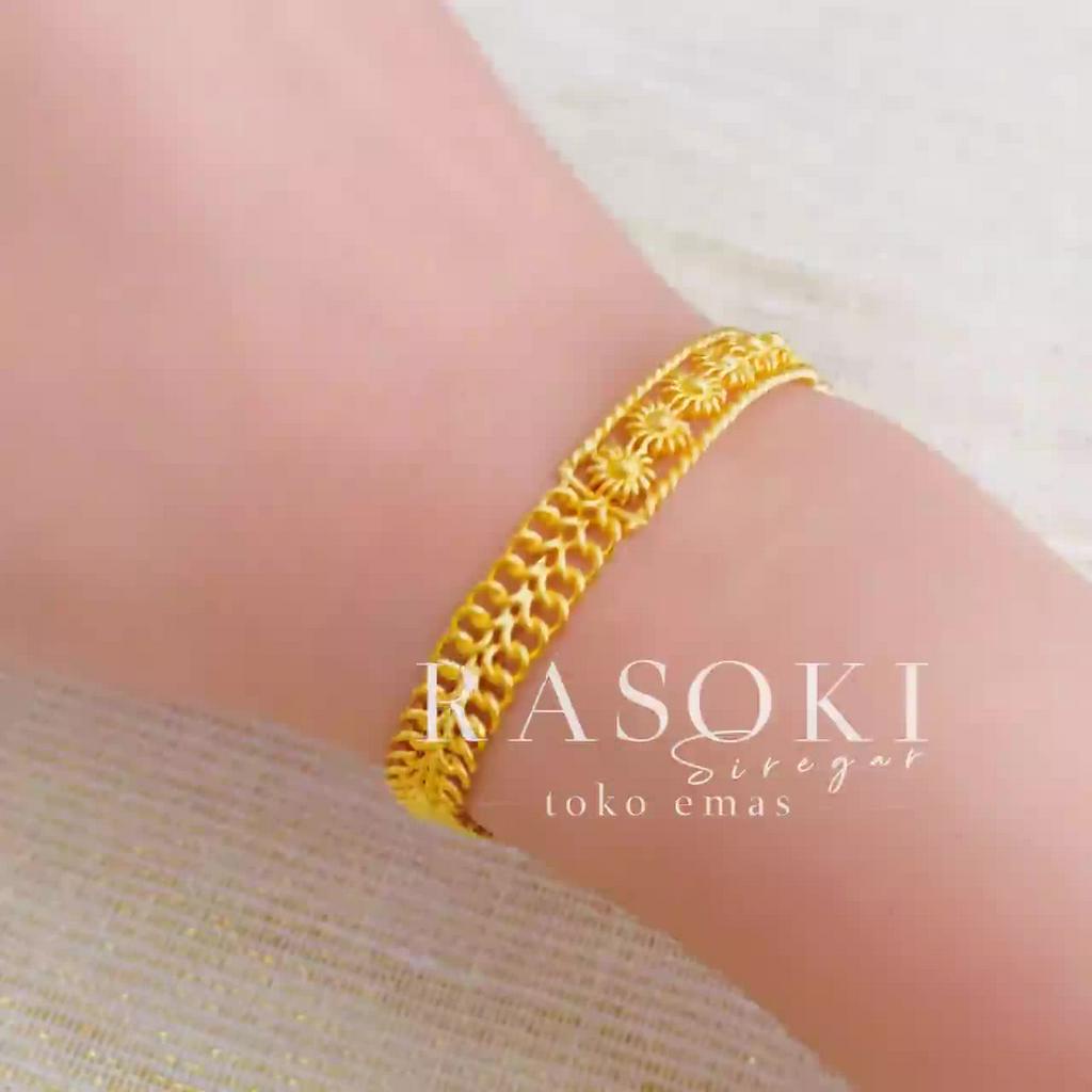 Jual GELANG MAS BUNGA MAS TUA 99.9% 24K 10GR | RASOKI EMAS | Shopee ...