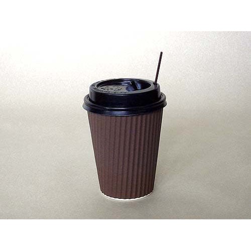 Jual Paper Cup 12 oz W-Barrier Coklat + Tutup Hitam + Stirrer | Shopee ...