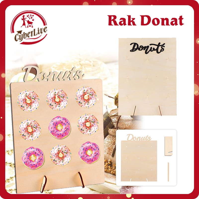 Jual Donut Display Holder Stand Display Donat Rak Permen Bahan Kayu