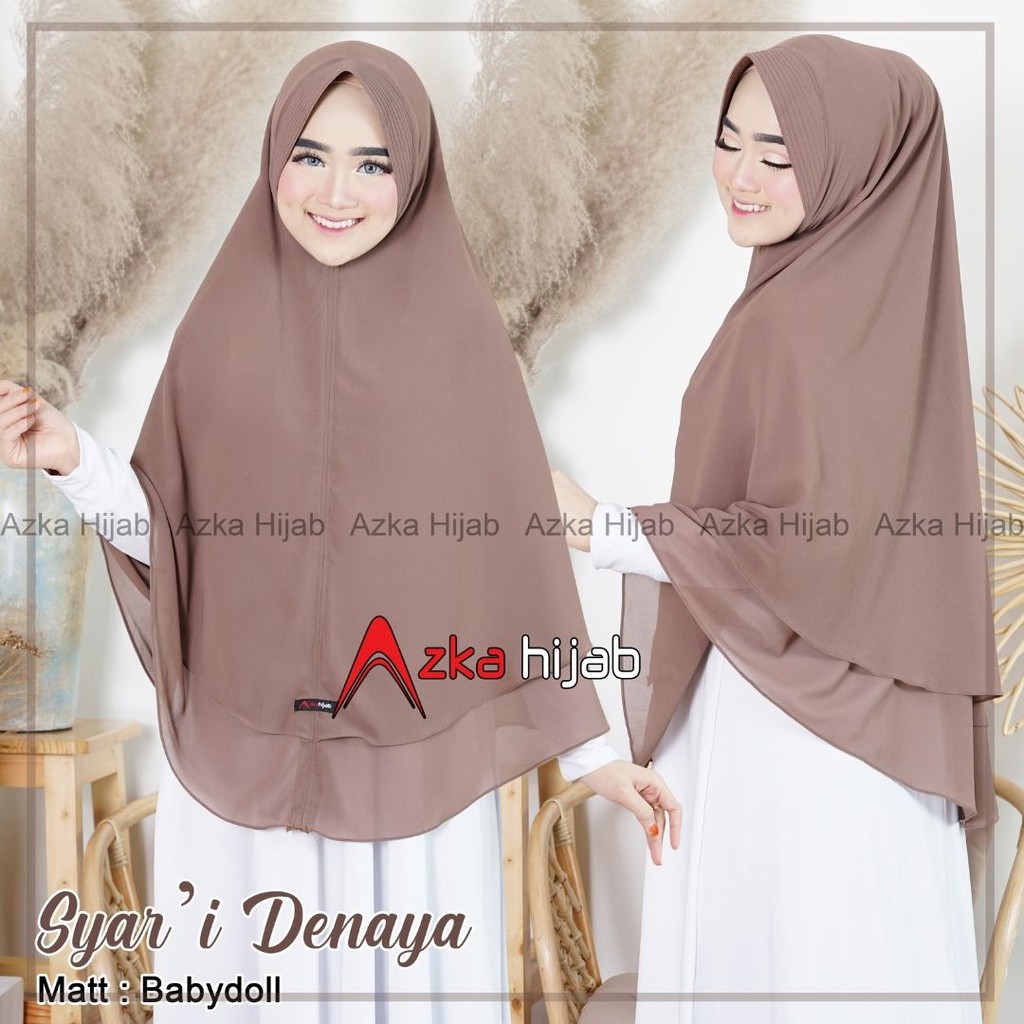 Jilbab Hijab Khimar Syari Ceruty Babydoll 2 Layer Polos Jumbo