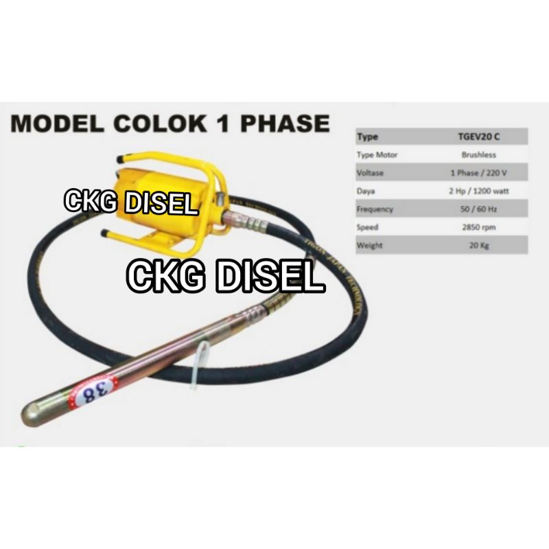 Jual MESIN VIBRATOR ELEKTRIK PEMADAT BETON TIGON MODEL COLOK + SELANG ...