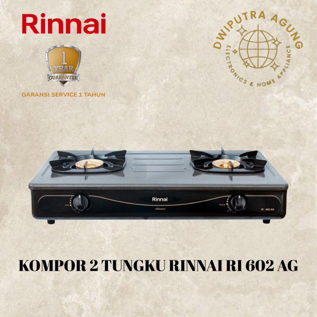 Jual KOMPOR GAS RINNAI 2 TUNGKU API LILIN RI602A / RI602AG / RI-602A / RI  602 AG | Shopee Indonesia