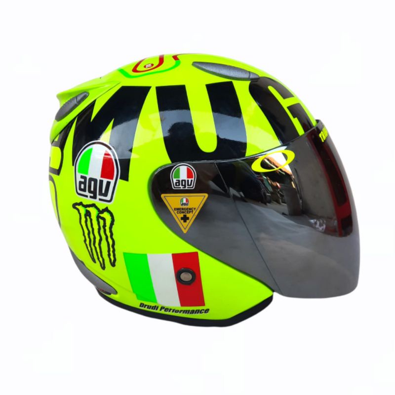 Jual HELM HALF FACE VR46 AGV MUGIALLO Basic Centro Visor Iridium