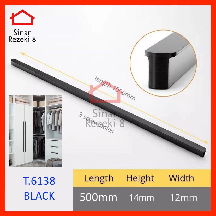 Jual Handle Tarikan 6138 500 Black 50 Cm Panjang Hitam Laci Gagang