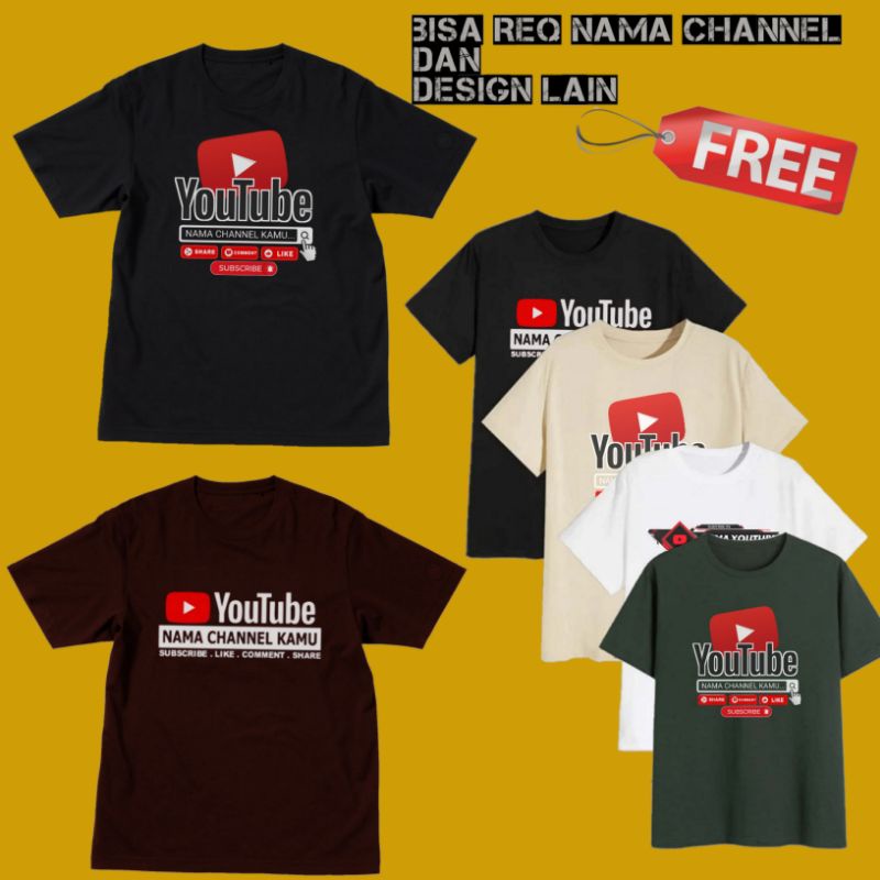 Jual Kaos Youtube - Kaos Custom Youtube Nama Channel - Bisa Custom Foto ...