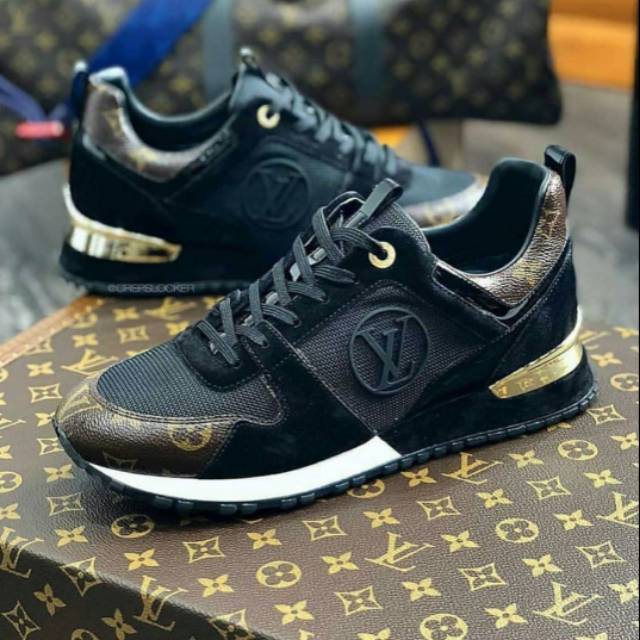 Jual Sepatu LV Run Away Sneakers Monogram Black Premium Original