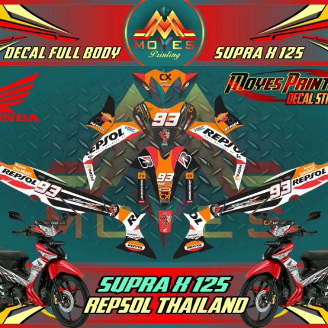Jual Decal supra X repsol fulbody sticker motor honda fulbody racing ...