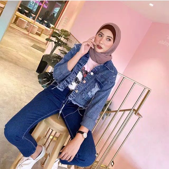 Jaket hot sale jeans ripped