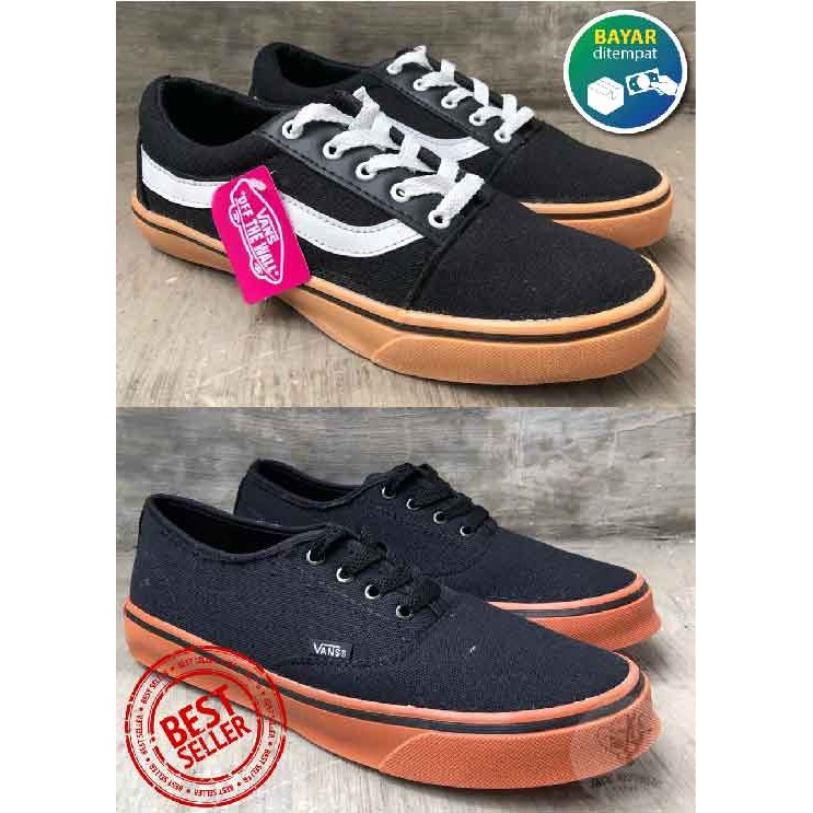 Vans authentic hotsell hitam coklat