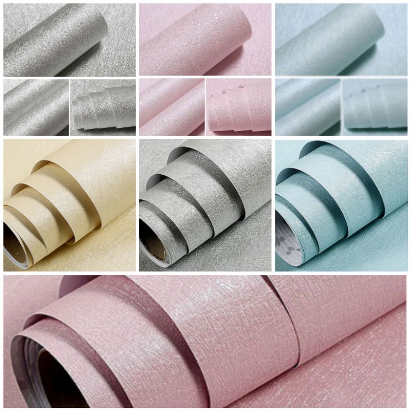 Jual Wallpaper Dinding Abu-abu | Pink | Krem | Biru | Putih Polos