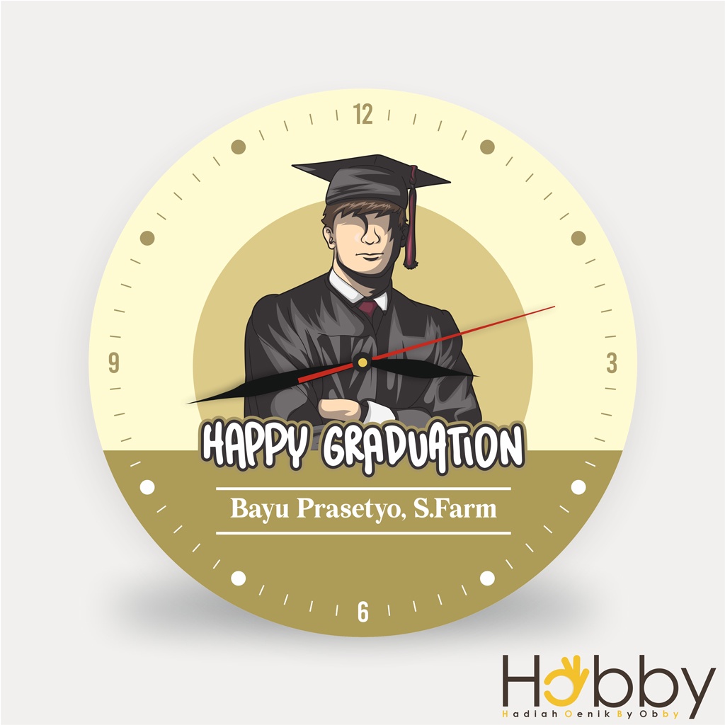 Jual JAM DINDING KAYU CUSTOM NAMA CARTOON HADIAH WISUDA UNIK GIFT ...