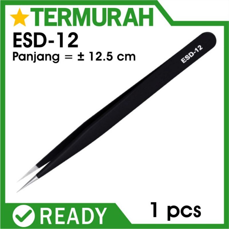 Jual Pinset Tweezer Lurus Tumpul ESD 12 ESD12 ESD 12 Tweezers Mirip