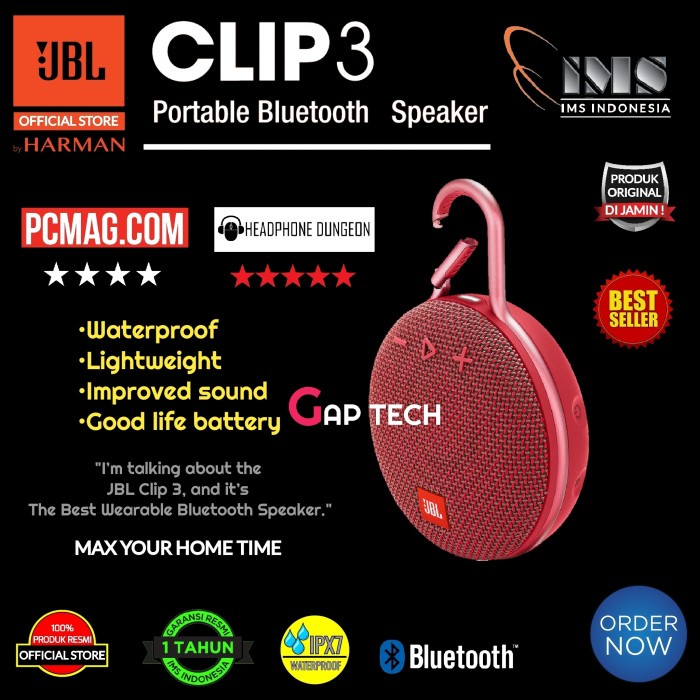 Jual Speaker Jbl Clip3 / Clip 3 Portable Waterproof Wireless