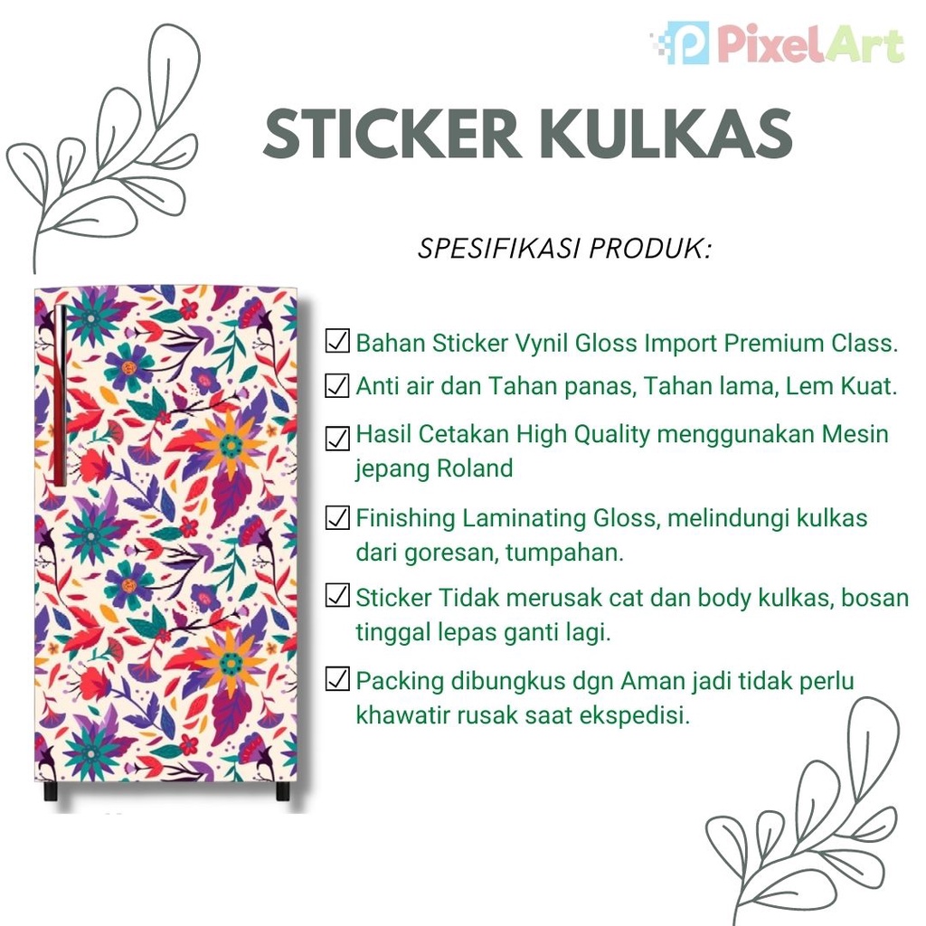 Jual STIKER KULKAS 1 PINTU STICKER MOTIF TROPICAL TERBARU ANTI AIR LEM ...
