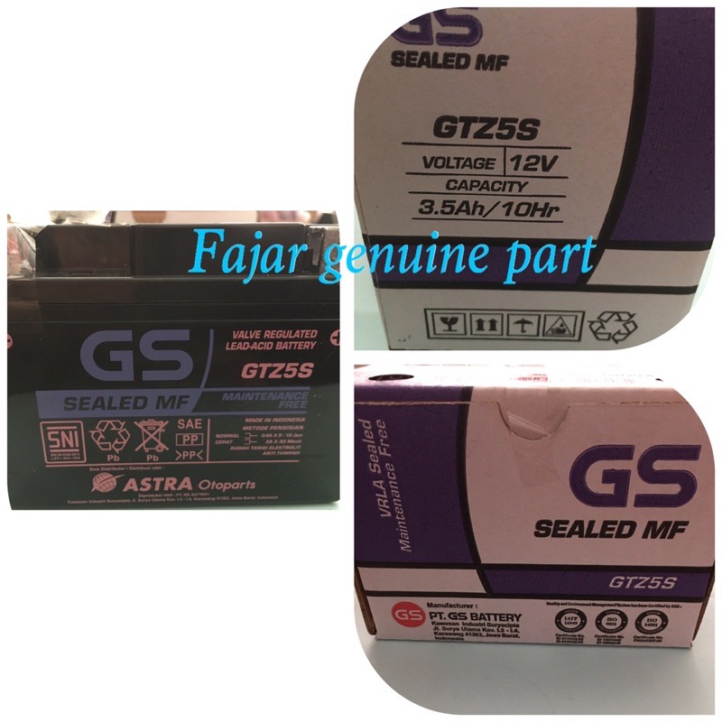 Aki kering gtz5s GS ASTRA OTOPART beat vario blade mio j mio z skywave