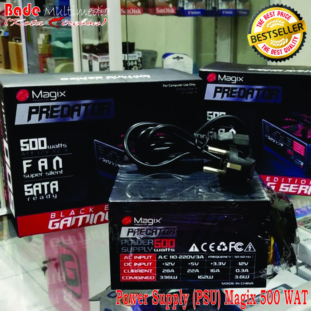 Jual Power Supply PSU Gaming 500W Magix Predator Fan 12cm Black ...