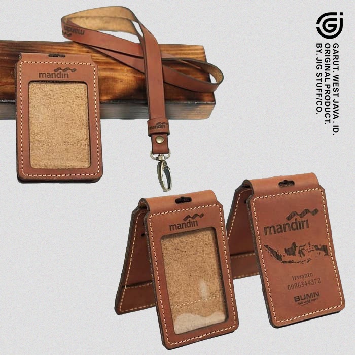 Jual Id Card - Gantungan Id Card Holder Name Tag Kulit Sapi Asli Costum ...
