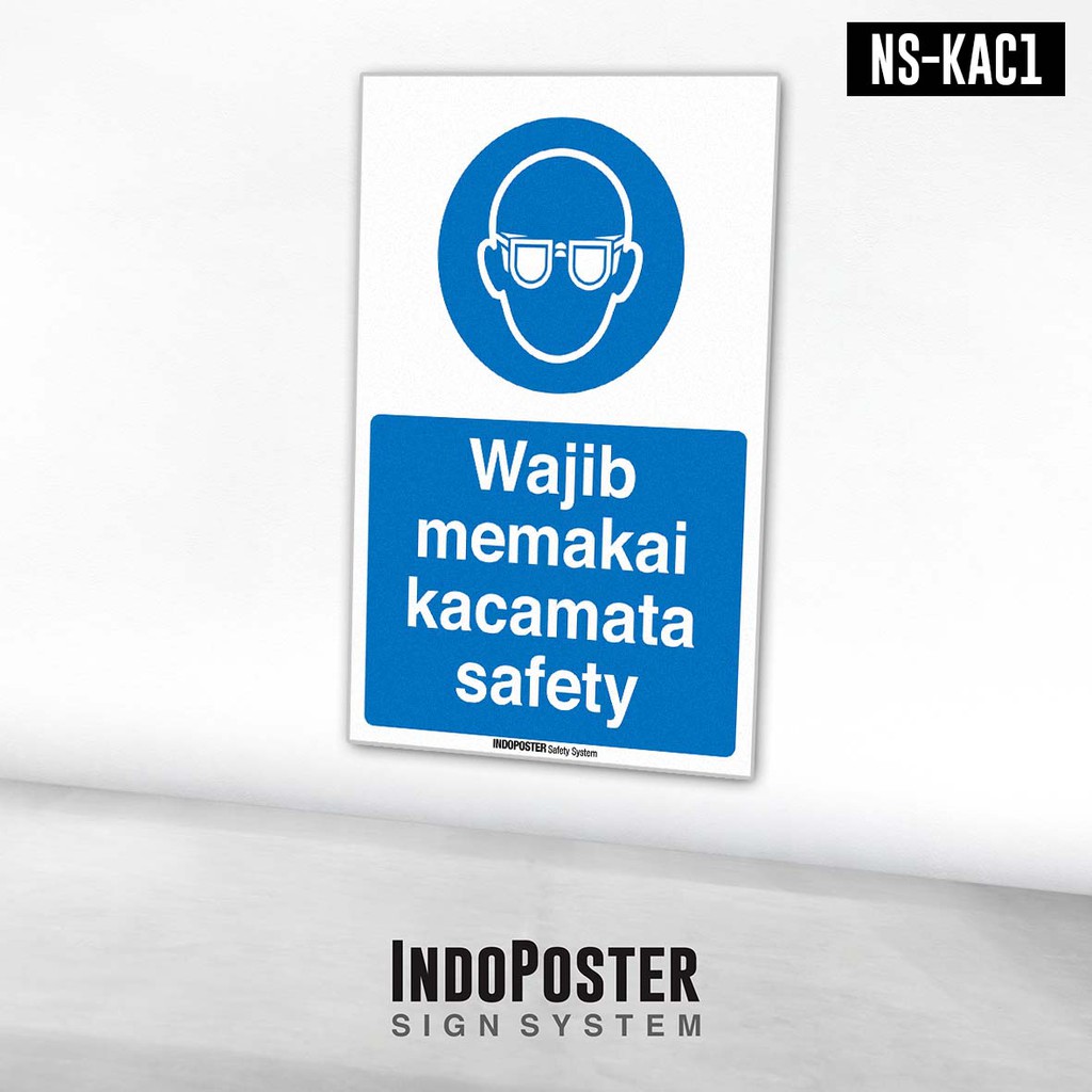 Jual Stiker Safety Sign Rambu K3 Wajib Memakai Kacamata Safety Glasses ...