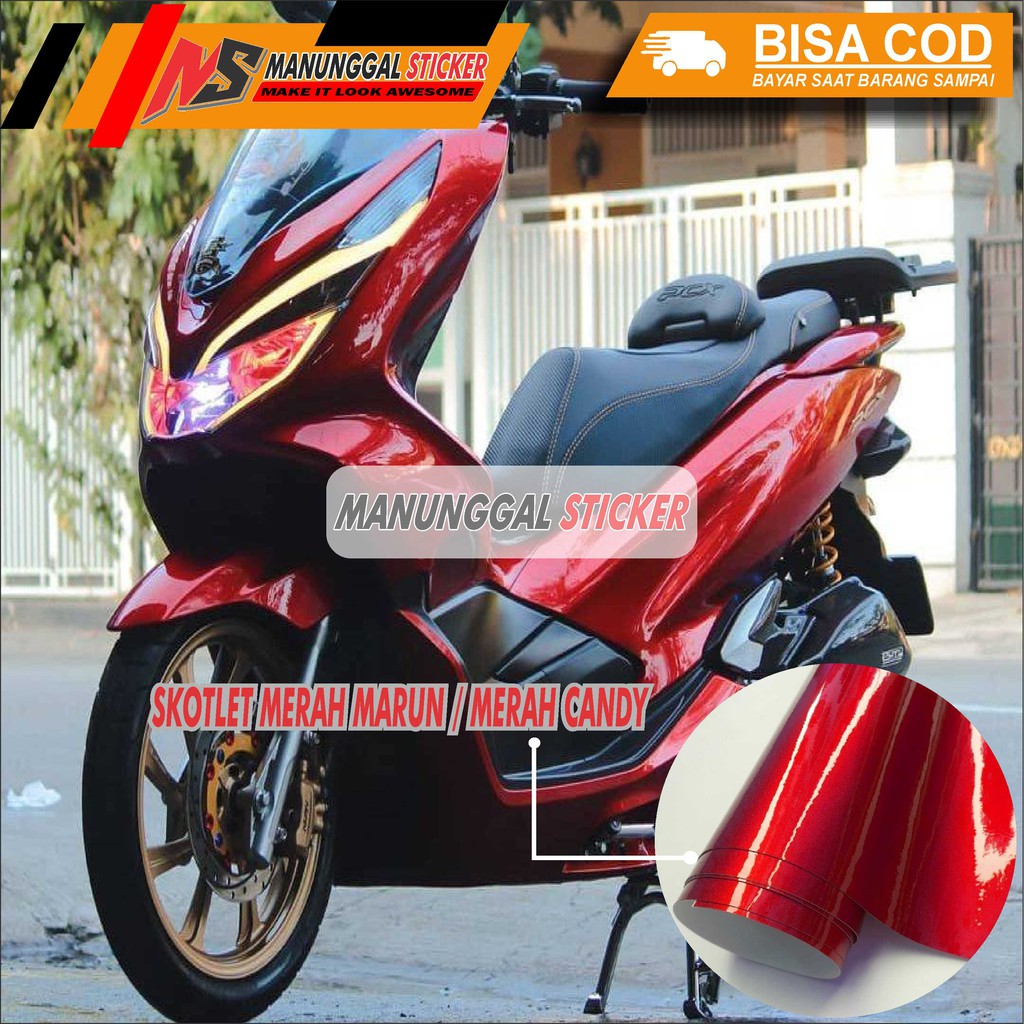 Jual Stiker Skotlet Metalik Merah Marun Merah Candy Untuk Body Motor