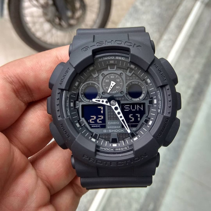 Jual Jam Tangan Pria Casio G Shock GA 100 1A1 Full Black Original BM Shopee Indonesia