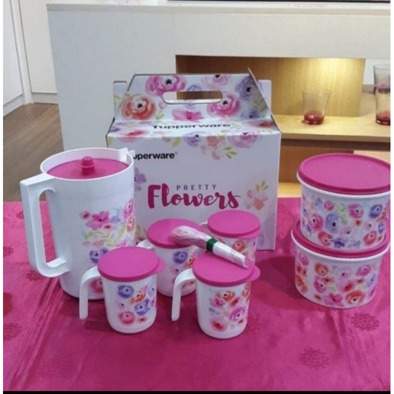 Jual pretty floweer tupperware 1set komplit | Shopee Indonesia