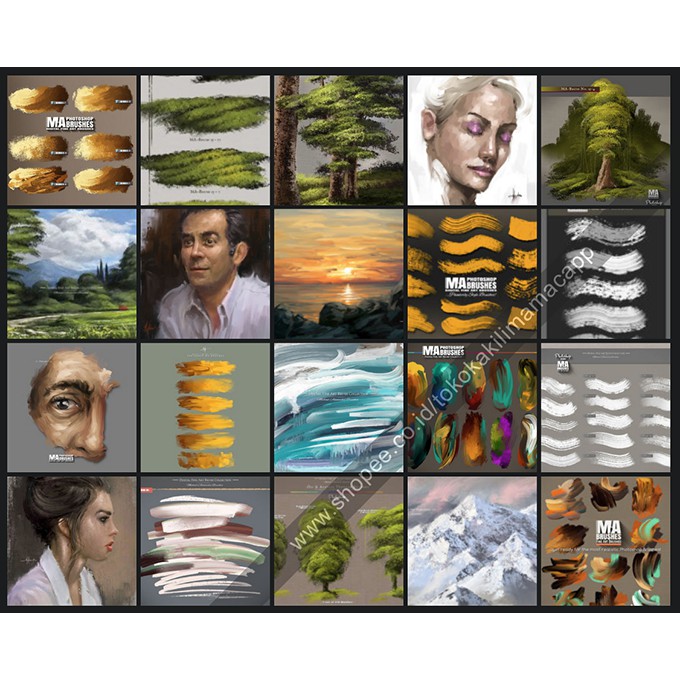 Jual 400+ Realistic Oil & Acrylic Brushes for Photoshop | Shopee Indonesia