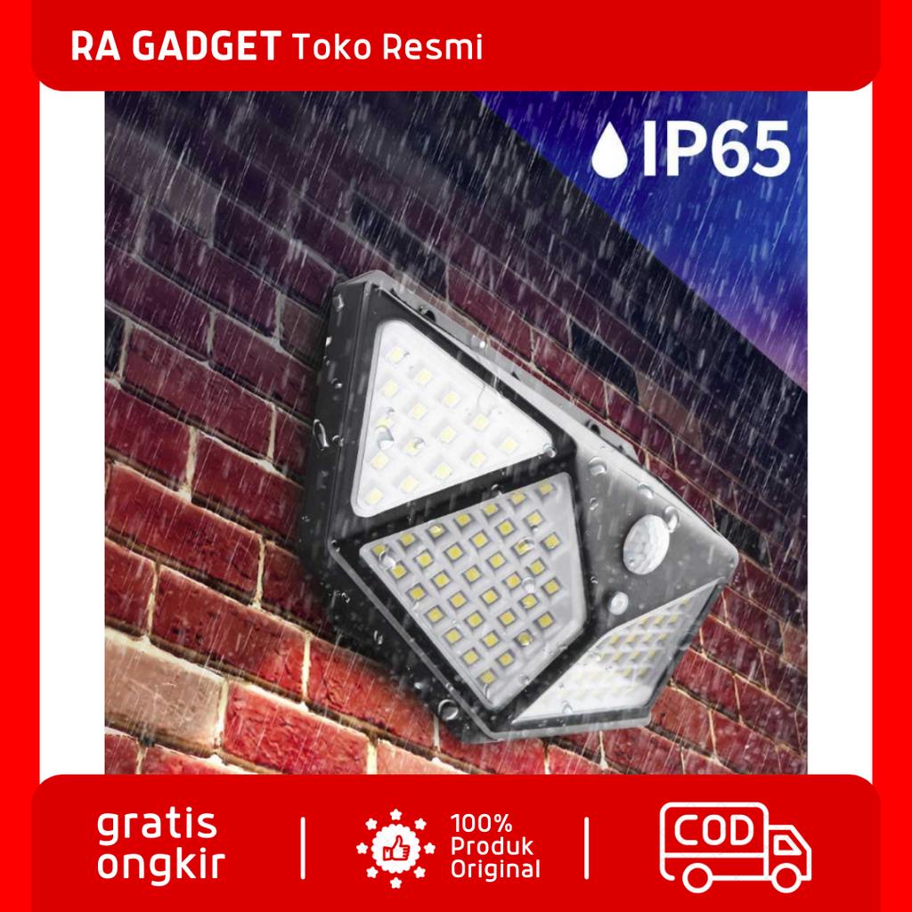 Jual Lampu Dinding Solar Cell Sensor PIR 100 LED Waterproof Cool White ...