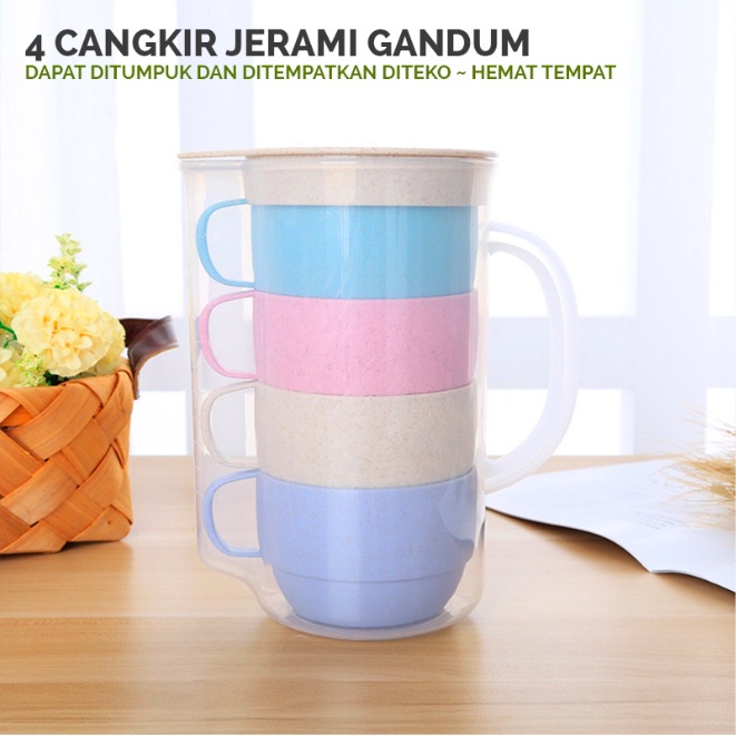 Jual Mug Jerami Gandum Set In Teko Cagkir Set Gelas Set Gelas