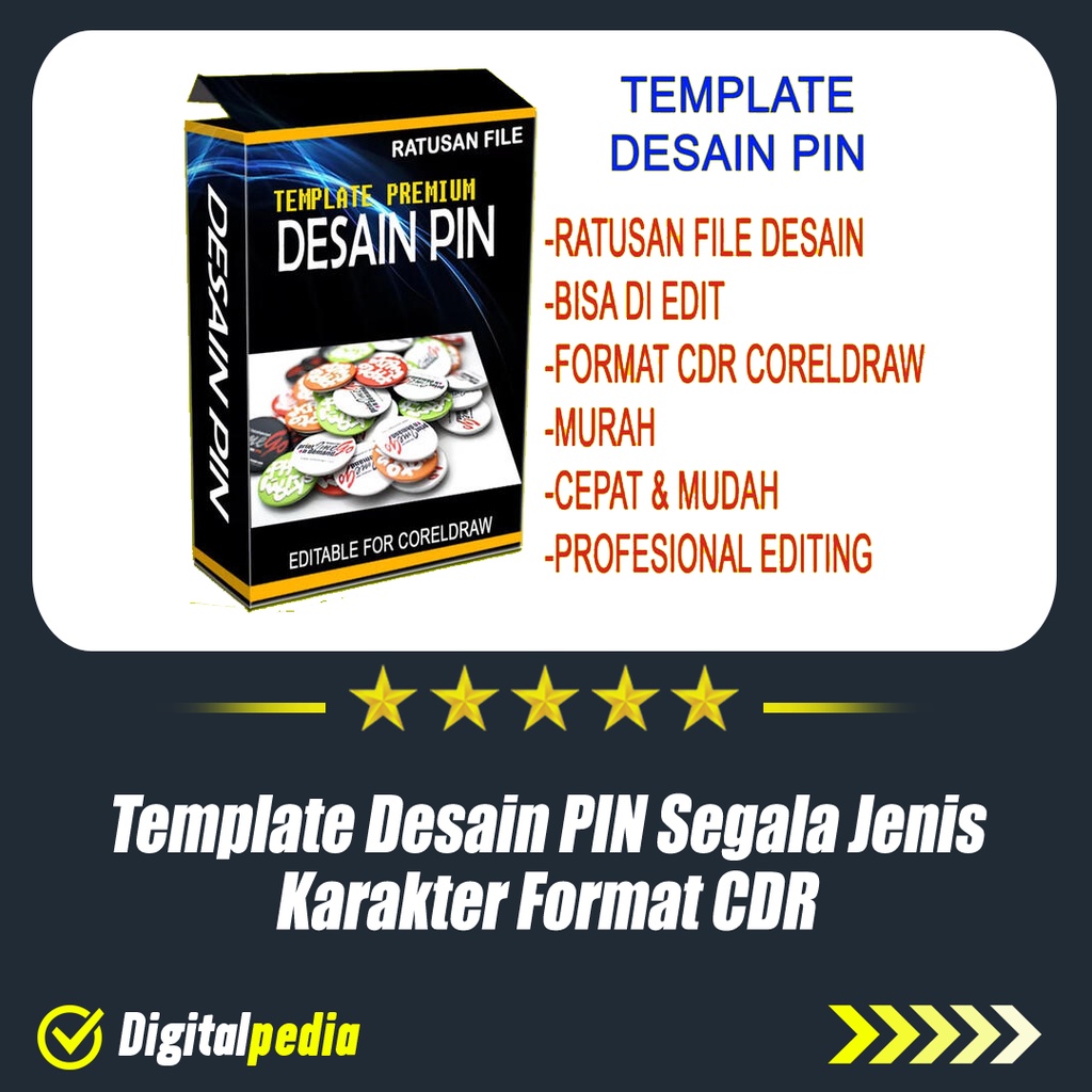 Jual Template Desain PIN Segala Kategori Jenis Karakter Format CDR Edit ...