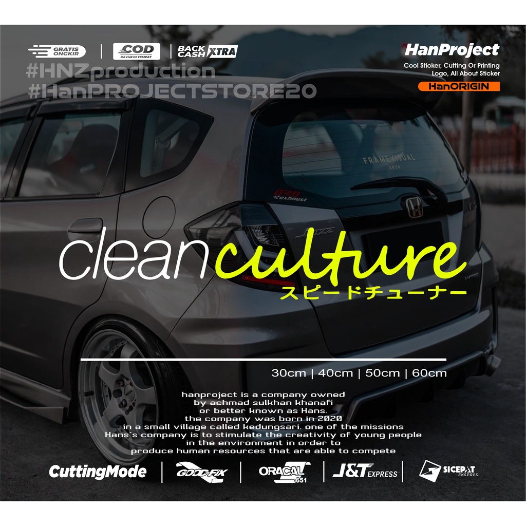 Jual STICKER KACA MOBIL CLEAN CULTURE JDM TERBARU | STICKER CUTTING ...