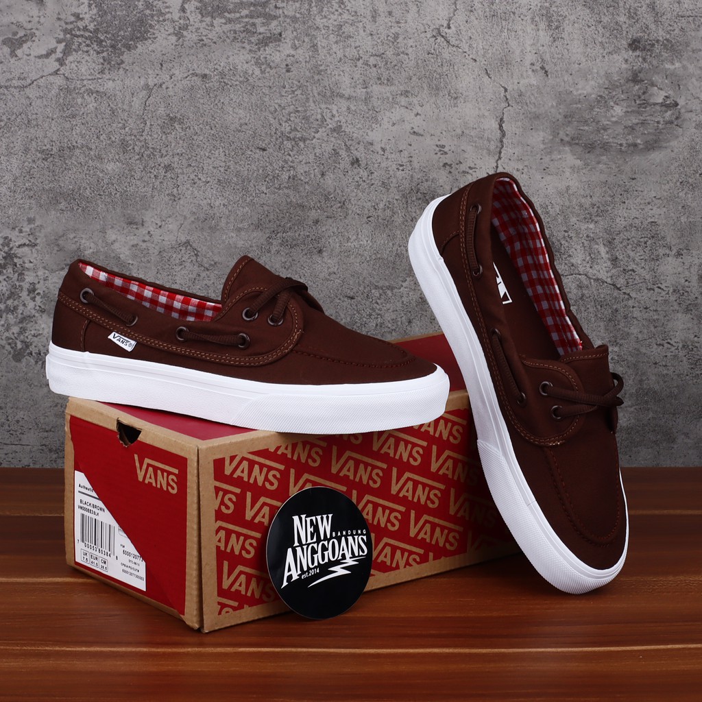 Vans Zapato Mono Brown White Coklat Putih Gingham Import