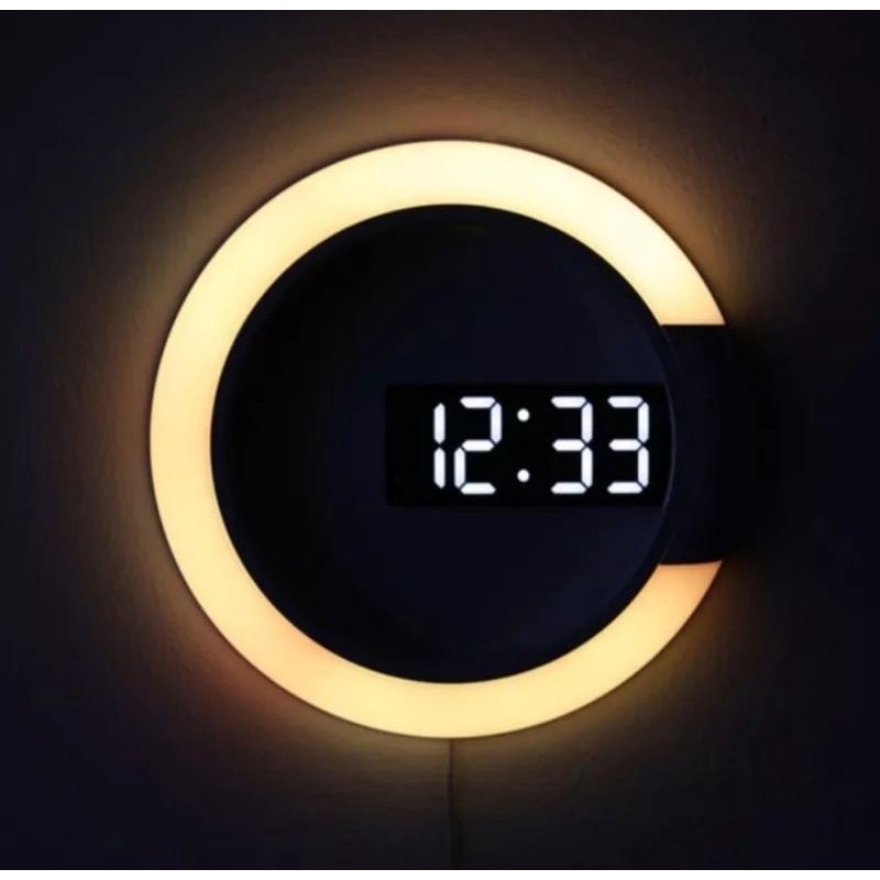 Jual Jam Dinding Digital Modern Remote Control Lampu 7 Warna LED 3D ...
