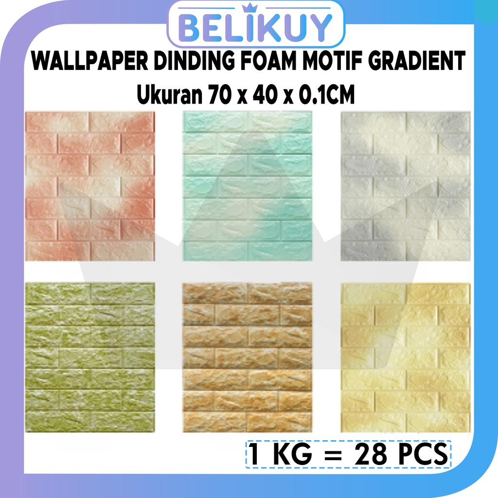 Jual Belikuy COD Wallpaper Dinding Foam 3D Kecil Motif Kayu Gradient / walpaper dinding Foam U96