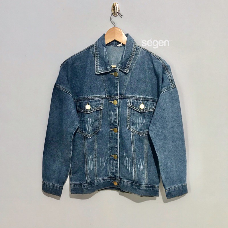 Jual JAKET JEANS WOMEN S EDWIN OVERSIZE DENIM JACKET BLUE WASH ORIGINAL Shopee Indonesia