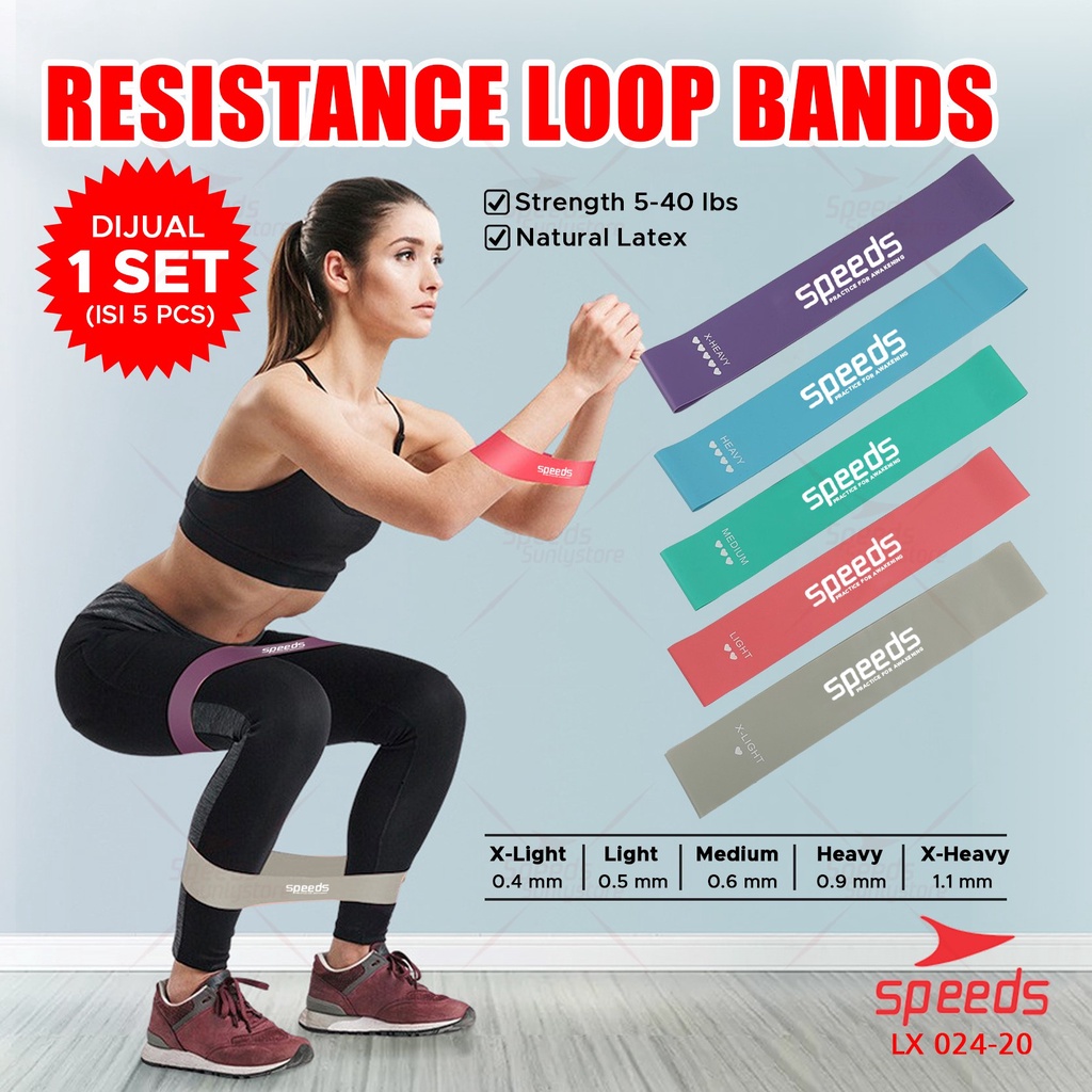 Jual SPEEDS Resistance Loop Bands Set 5pcs Yoga Band / Karet Yoga