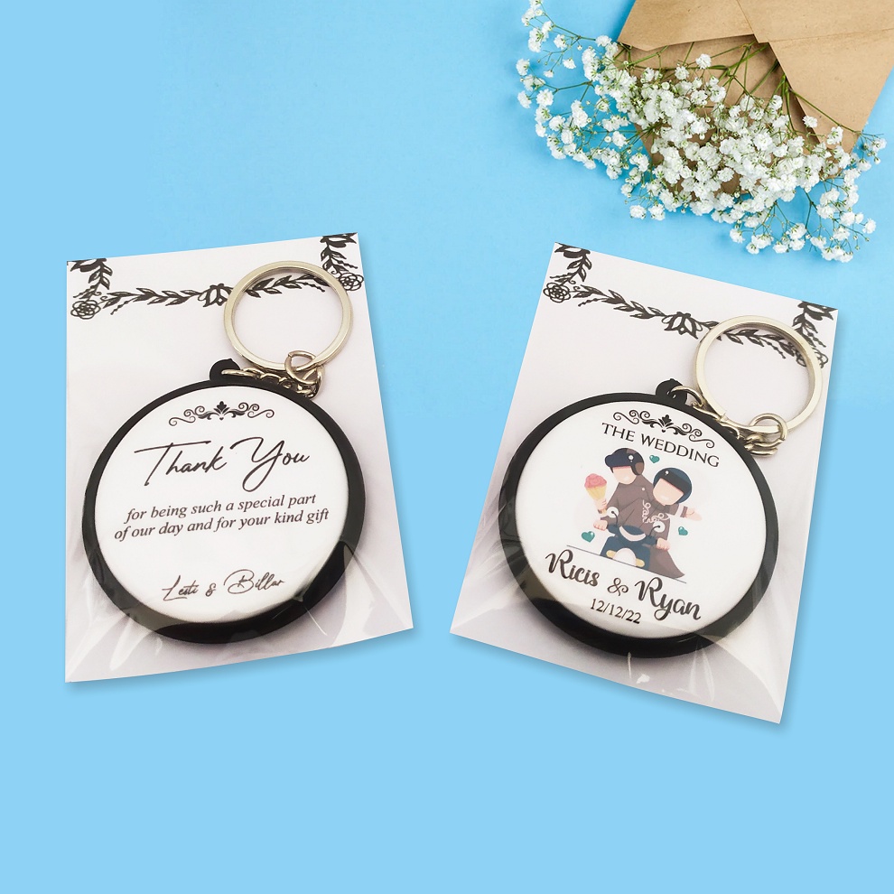 Jual Souvenir Ganci Dua Sisi Pernikahan / Souvenir Custom / Gantungan Kunci Pernikahan Custom | Shopee Indonesia