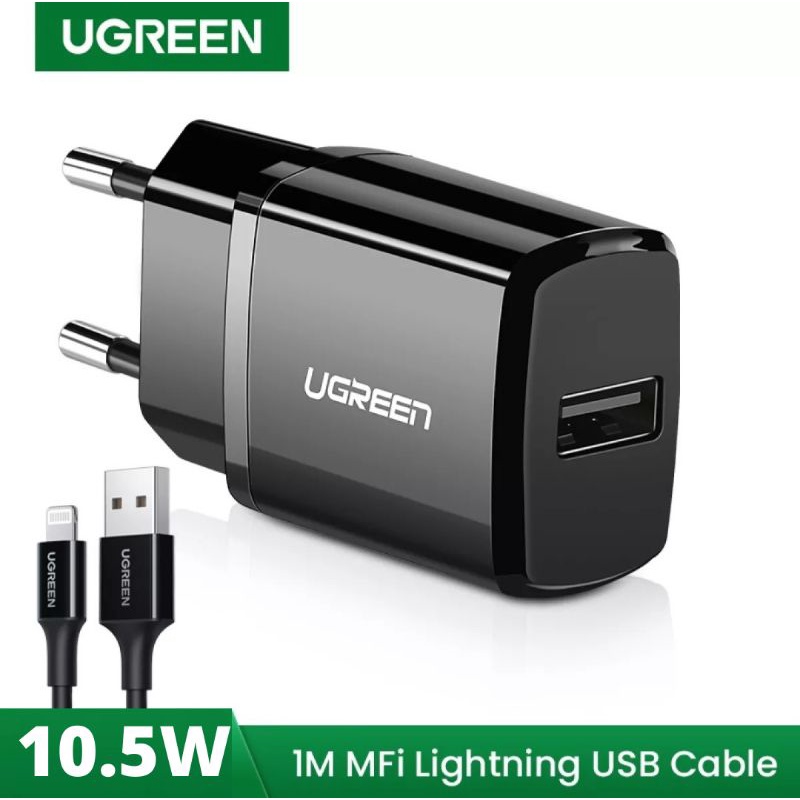 Jual Ugreen 5V2.1A USB Charger With 1 Meter MFI Lightning Cable For