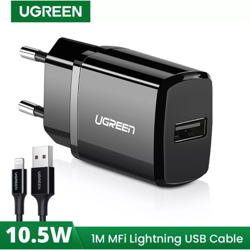 Jual Ugreen 5V2.1A USB Charger With 1 Meter MFI Lightning Cable For ...