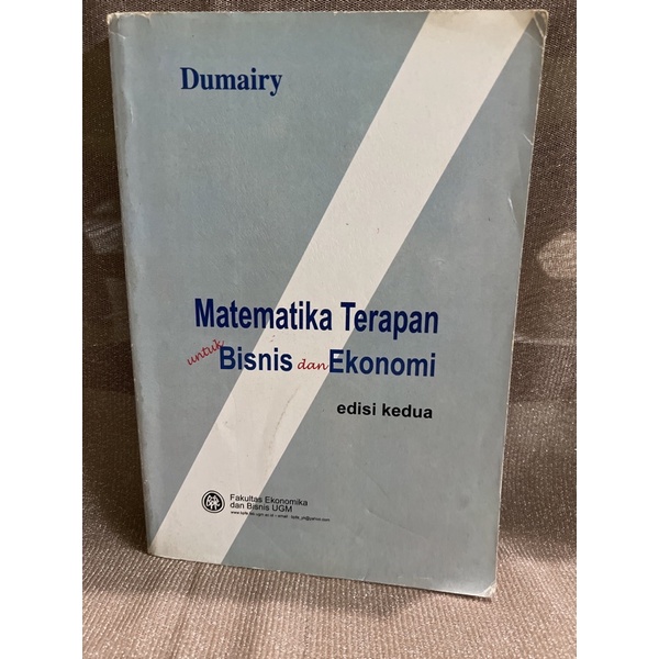 Jual Matematika Terapan Untuk Bisnis Dan Ekonomi Edisi 2 - Dumairy ...