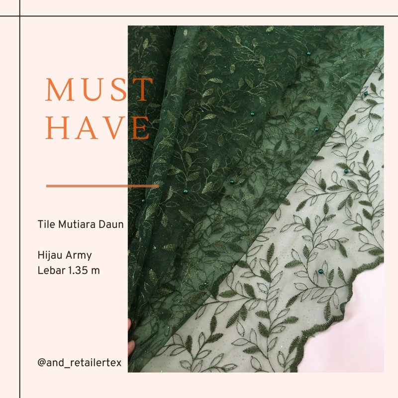 Jual BRUKAT TILE MUTIARA HIJAU ARMY MOTIF DAUN | Shopee Indonesia