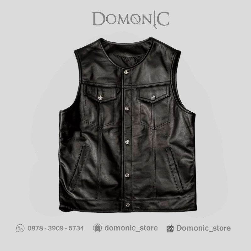 Jual rompi jaket vest biker kulit sapi asli moge Harley Davidson