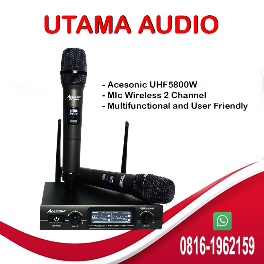 Jual Acesonic UHF5800W Mic Wireless Microphones Karaoke UHF 5800W