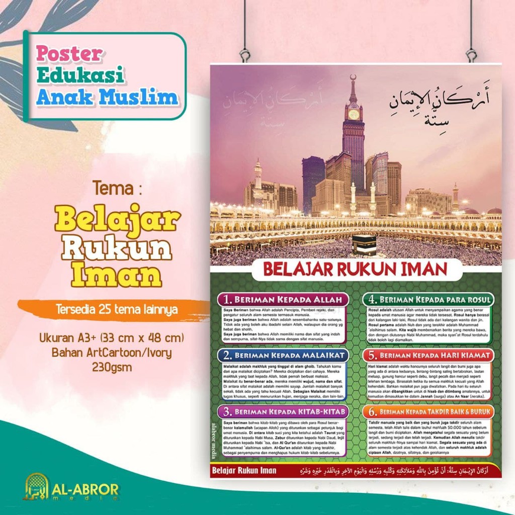 Jual Poster Edukasi Anak Muslim - Belajar Rukun Iman | Shopee Indonesia