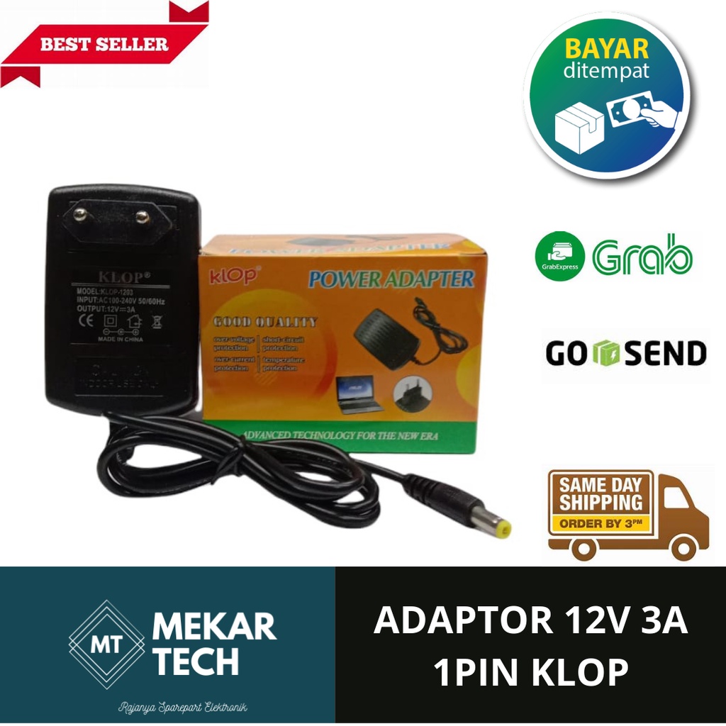Jual ADAPTOR 12V 3A ADAPTER 12 VOLT 3 AMPER KLOP | Shopee Indonesia