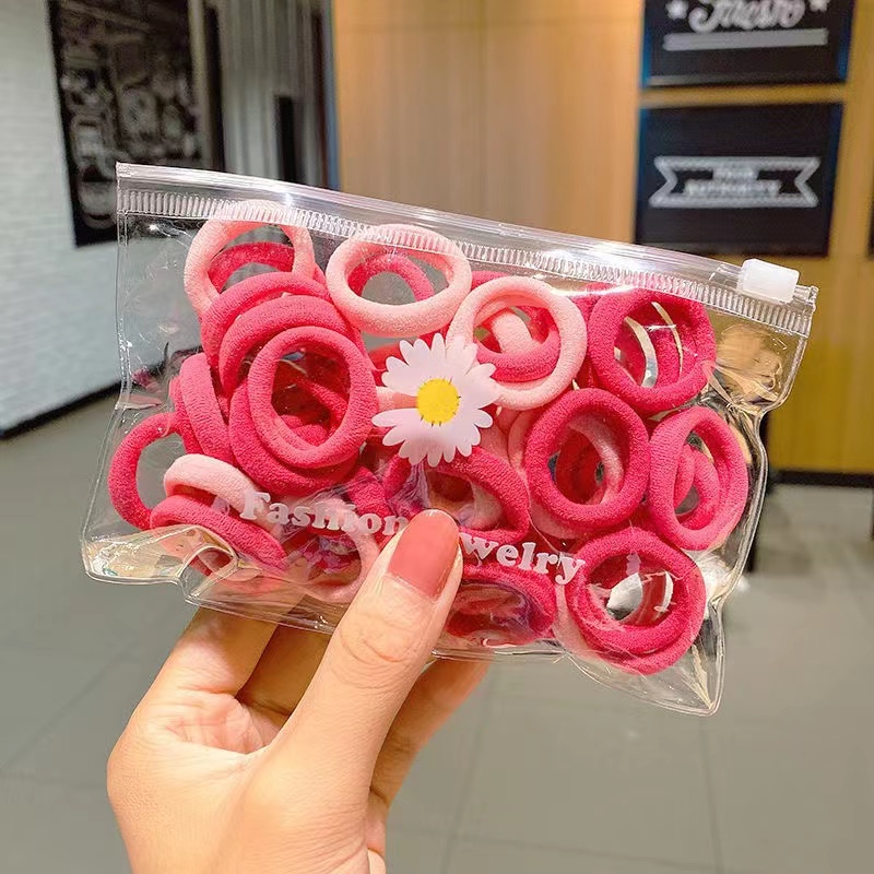Jual [ 50 PCS ] Ikat Rambut Wanita Elastis Free Pouch Mix Warna ...