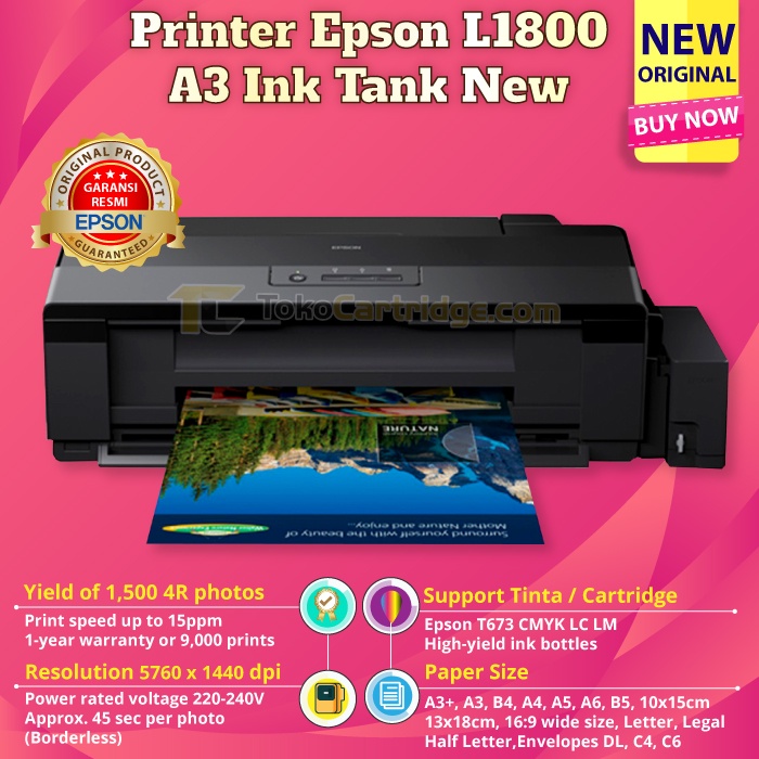 Jual Printer Epson L1800 A3 Photo Ink Tank Borderless A3 6 Color New Modif Pabrik Shopee 7424