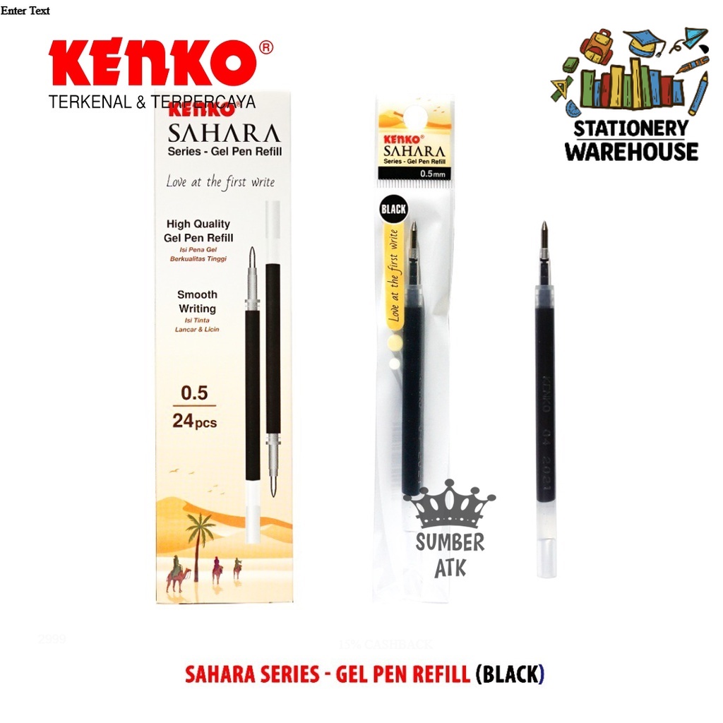 Jual KENKO GEL PEN REFILL SAHARA Black / ISI ULANG PENA K1 Shopee